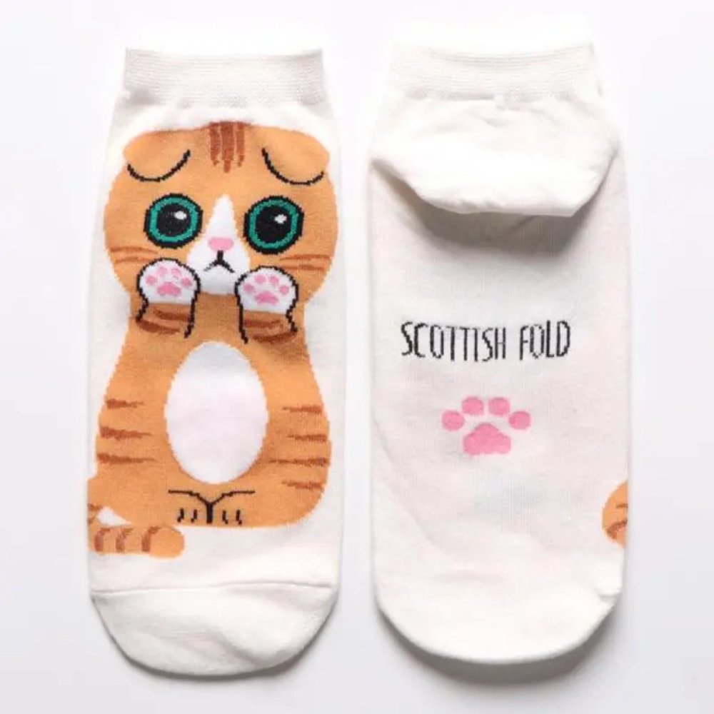 SET OF FIVE PAIR CARTOON CAT FOOTIES NWOT - Picture 6 of 8